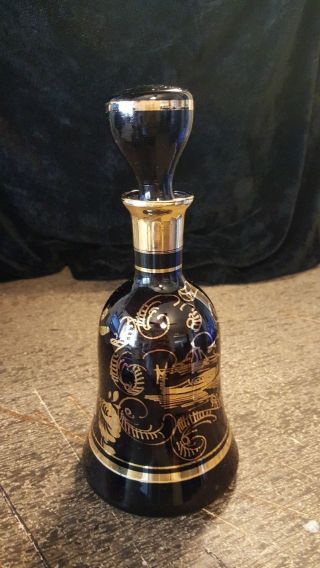Hand Made Black And Gold Rossini Empoli Glass Decanter Made In Italy