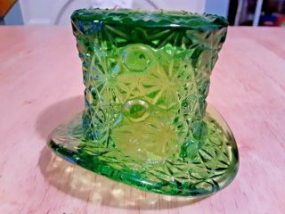 Vintage Glass Daisy And Button Pattern Top Hat Golden Amber