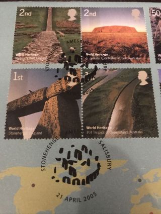 GB FDC PNC UNC 50p Australia World Heritage Stonehenge & Sydney Postmark 21.  4.  05 3
