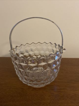 Fostoria American Ice Bucket With Metal Handle Clear Glass
