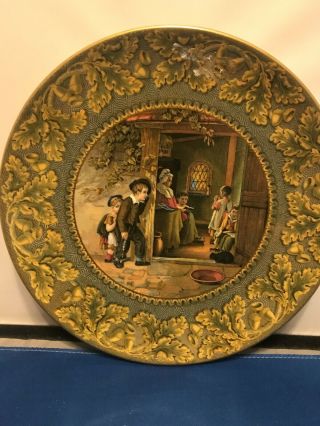 Fenton F R Pratt Woman Children Porcelain Plate Prince Albert Crown Germany