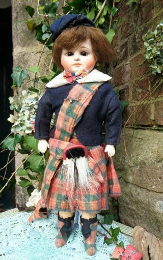 Antique C1900 German Composition Shoulder Head Doll With Clothes 14 "