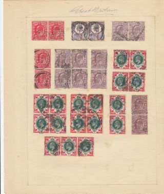 Stamps England on 13 pages from old album inc 1924 Exhibition & blocks 3