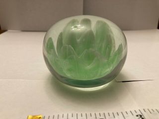 Sea Foam Green Flower Glass Art Paperweight Vintage 2