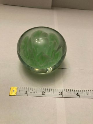 Sea Foam Green Flower Glass Art Paperweight Vintage 3