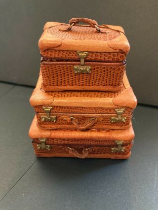 Dollhouse Miniature Leather Luggage Set From " The Dolls Cobbler " 1 " 12th Scale