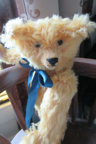 14 " Vintage Sweet Artist Jointed Golden Mohair Teddy Bear Felt Pads