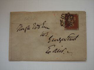 1841 1d Red Imperf.  Unplated.  Envelope With Fine London 