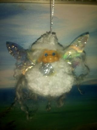Troll Doll 1 1/2 " Vintage 1964 Dam Pencil Top Topper Angel Ornament Fairy White