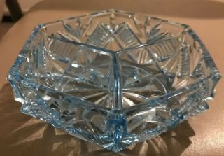Vintage Blue Glass Divided Candy/ Relish Dish