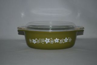 Vintage Pyrex Spring Blossom 043 Casserole Dish 1 - 1/2 Qt.  With Clear Lid
