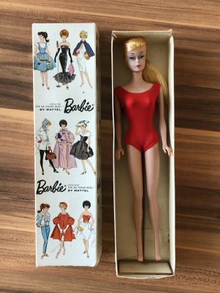 Vintage Blonde Swirl Ponytail Barbie W/ Box And Stand