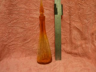 Vintage Amberina Red Yellow Hand Blown Art Crackle Glass Decantor 11.  5 " Tall