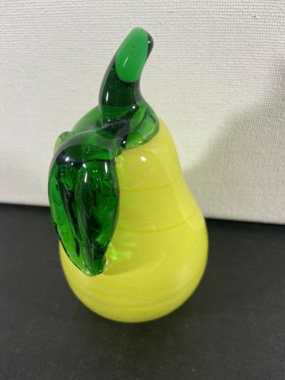 Vintage Hand Blown Glass Murano Style Yellow Lemon Fruit And Vegetables