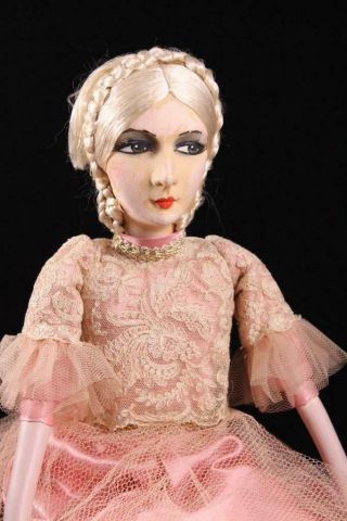 Antique French Boudoir Bed Doll Flapper Gerbs Paris 1920 Fashion Gatsby Poiret
