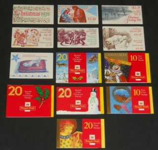 Great Britain 13 Different Christmas Booklets Vf Nh Face Value £36.  20