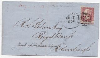 1856 Ireland Belfast Spoon Pmk Wrapper To Royal Bank Of Scotland In Edinburgh