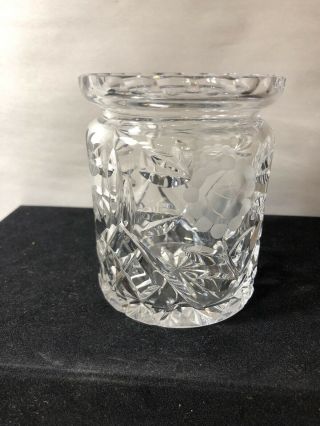 Vintage Crystal Glass 3 " Mustard /jam Jar No Lid
