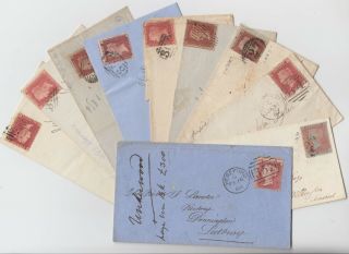 Gb 1858/64 10x Penny Red Star On Covers/entires