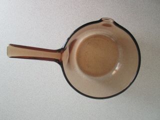 Vintage Corning Ware Vision Pyrex 1l Sauce Pan Amber Glass W/ Pour Spout Usa