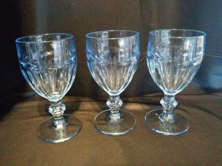 (3) Vintage Libbey Duratuff Blue Gibraltar Iced Tea Water Glass Goblets 3