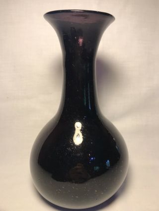 Vintage Amethyst Purple Art Glass Vase 9.  5 " Made In Egypt Blown Glass