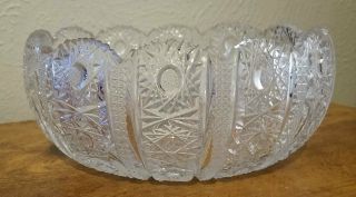 Vintage Cut Glass Heavy Lead Crystal Serving Dish Bowl Sawtooth Edge 7 " Dia