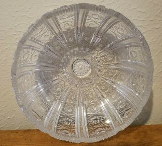 Vintage Cut Glass Heavy Lead Crystal Serving Dish Bowl Sawtooth Edge 7 