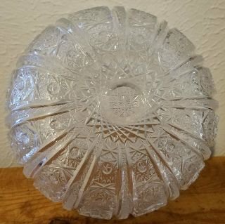 Vintage Cut Glass Heavy Lead Crystal Serving Dish Bowl Sawtooth Edge 7 