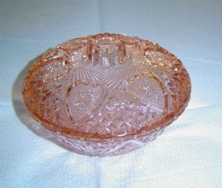 Vintage Pink Depression Glass 5 1/4 " Candy Dish Bowl W/ Lid Heart - Rose Pattern