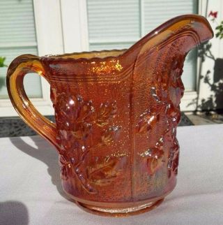 Imperial Carnival Glass Luster Rose Creamer/pitcher In Marigold
