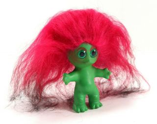 Vintage 1964 L.  Khem Green Body Moon Goon Doll W/ Pink Hair & Green Eyes Figure