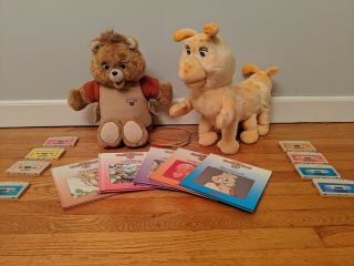 Vintage Teddy Ruxpin & Grubby W/ Cord 5 Books 8 Tapes Needs Work