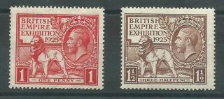 Gb Kgv 1925 British Empire Exhibition Sg432 - 433 Lightly Hinged.  (5959)