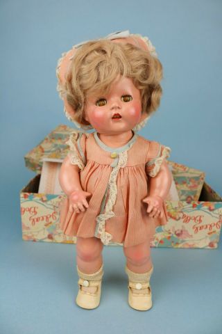 13 " Ideal I - De - Lite Toddler Doll 1936 Hard Rubber All In Her Orig Box