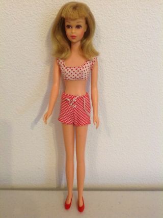 Vintage Blonde Straight Leg Francie Doll 1140 In Swin - Suit Htf