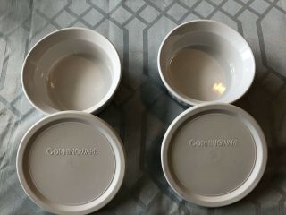 Set Of Two Corning Ware French White 16 Oz With Lids Made In Usa Cond