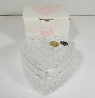 Bohemia Lead Crystal Heart - Shaped Trinket Box W/ Lid Czech Republic