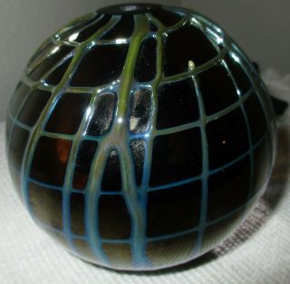 Stuart Abelman Iridescent Studio Art Glass Oil Lamp Signed 1991