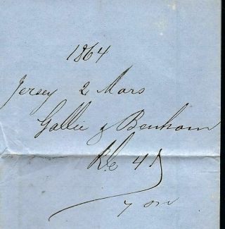 GREAT BRITAIN 2 Pairs on 1864 Folded Letter Cover Jersey to Reims France 3