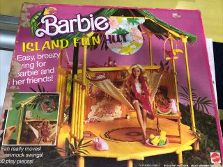 Rare Vintage 1987 Barbie Island Fun Hut With Box