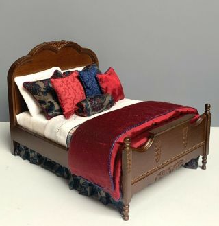 1:12 Vtg Dollhouse Miniature Furniture Classics Wooden Bed Handcrafted Bedding