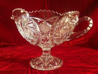 Eapg Early American Pressed Glass Footed Gravy Boat Or Candy / Nut Dish