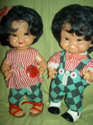 Two 1957 " Stups & Trine " Jointed Vinyl " Good Luck " Dolls By Charlot Byj,  Goebel