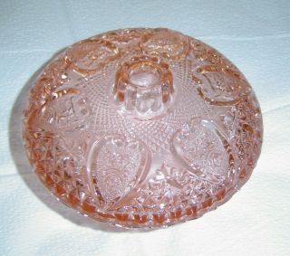 Vintage Pink Depression Glass Candy Dish Bowl w/ Lid Heart - Rose Pattern 51/4 