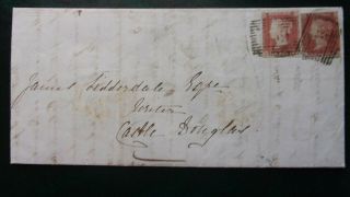 Gt.  Britain Qv 2 Penny Red Imperfs On 1854 Entire Twynholm To Castle Douglas