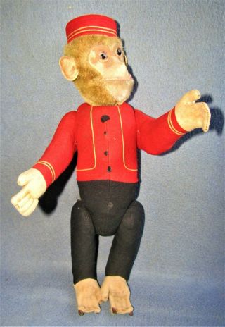 Vintage Early Schuco " Yes - No " Monkey Bell Hop 15 " Tall