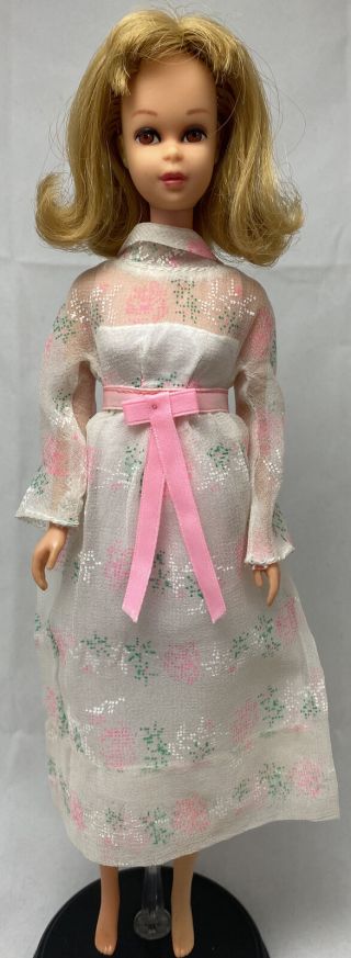 Vintage Mattel Barbie 1971 Francie Fashion Pink White Mod Midi Duet Dress Only