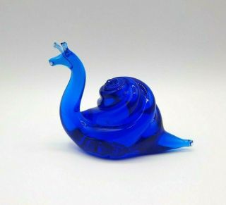 Vintage Cobalt Blue Studio Art Glass Snail Figurine Paperweight