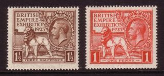 Gb 1925,  Wembley Kgv,  Set Of 2.  Mh.  (once Mounted)